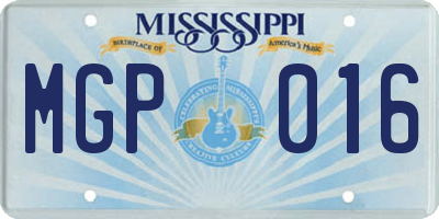 MS license plate MGP016