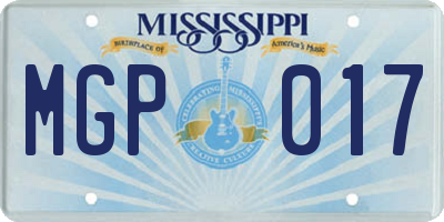 MS license plate MGP017