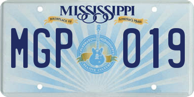 MS license plate MGP019