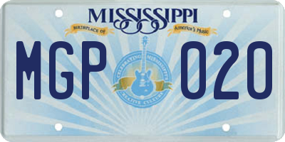 MS license plate MGP020