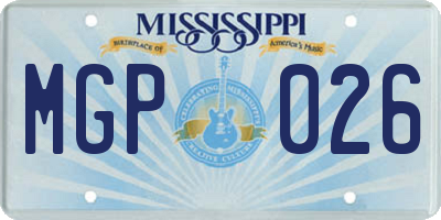 MS license plate MGP026
