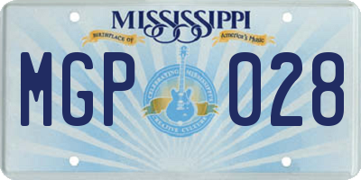 MS license plate MGP028