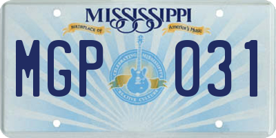 MS license plate MGP031