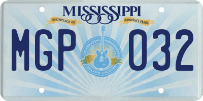 MS license plate MGP032