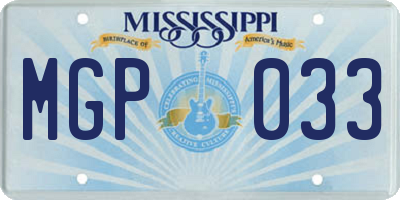 MS license plate MGP033