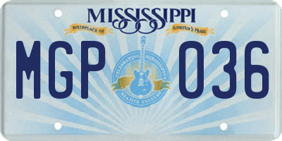 MS license plate MGP036