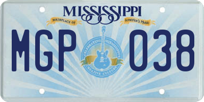 MS license plate MGP038
