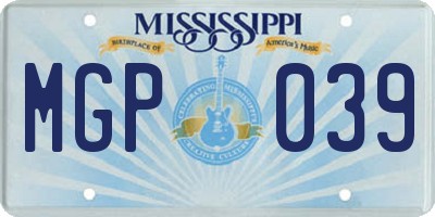 MS license plate MGP039