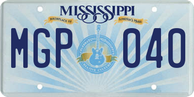 MS license plate MGP040