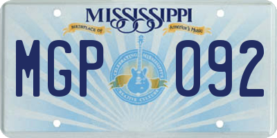 MS license plate MGP092