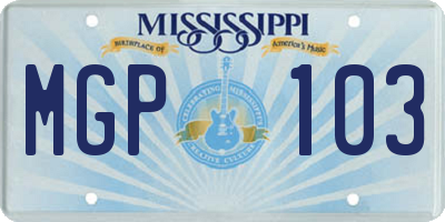 MS license plate MGP103