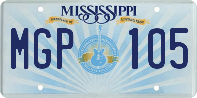 MS license plate MGP105