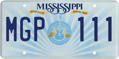 MS license plate MGP111