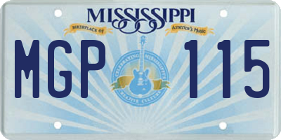 MS license plate MGP115