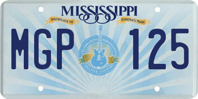 MS license plate MGP125