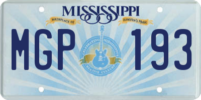 MS license plate MGP193