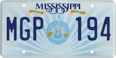 MS license plate MGP194