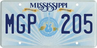 MS license plate MGP205