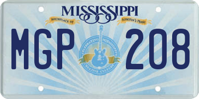 MS license plate MGP208
