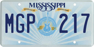MS license plate MGP217
