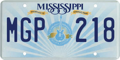 MS license plate MGP218
