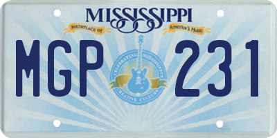 MS license plate MGP231