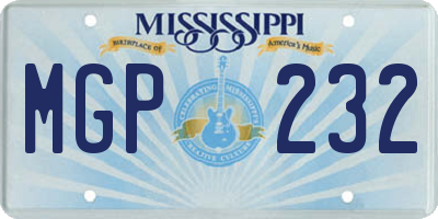 MS license plate MGP232