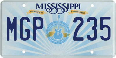 MS license plate MGP235