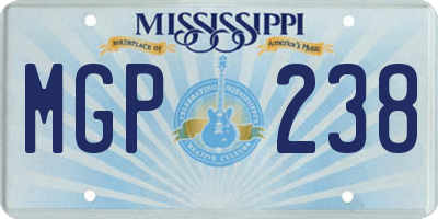 MS license plate MGP238