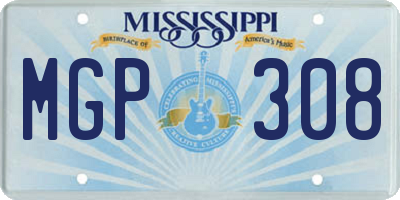 MS license plate MGP308