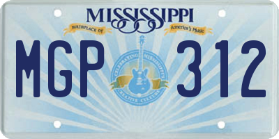 MS license plate MGP312