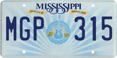 MS license plate MGP315