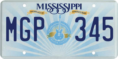 MS license plate MGP345