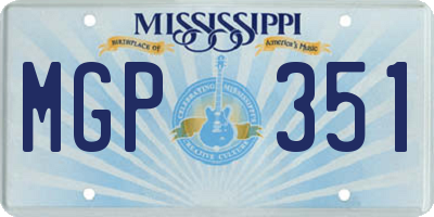 MS license plate MGP351