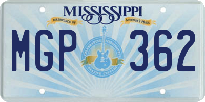 MS license plate MGP362