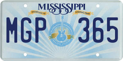 MS license plate MGP365