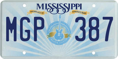 MS license plate MGP387