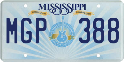 MS license plate MGP388