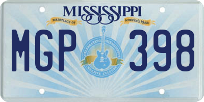 MS license plate MGP398