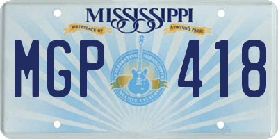 MS license plate MGP418