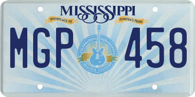 MS license plate MGP458