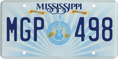 MS license plate MGP498