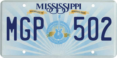 MS license plate MGP502