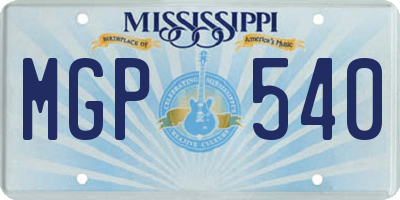 MS license plate MGP540