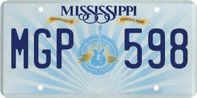 MS license plate MGP598