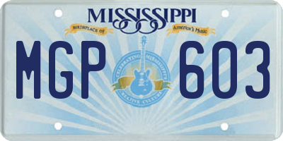 MS license plate MGP603