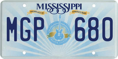 MS license plate MGP680