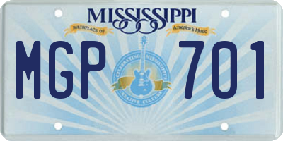 MS license plate MGP701