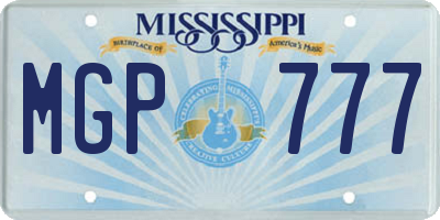 MS license plate MGP777