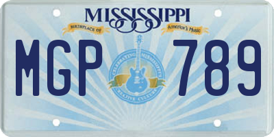 MS license plate MGP789